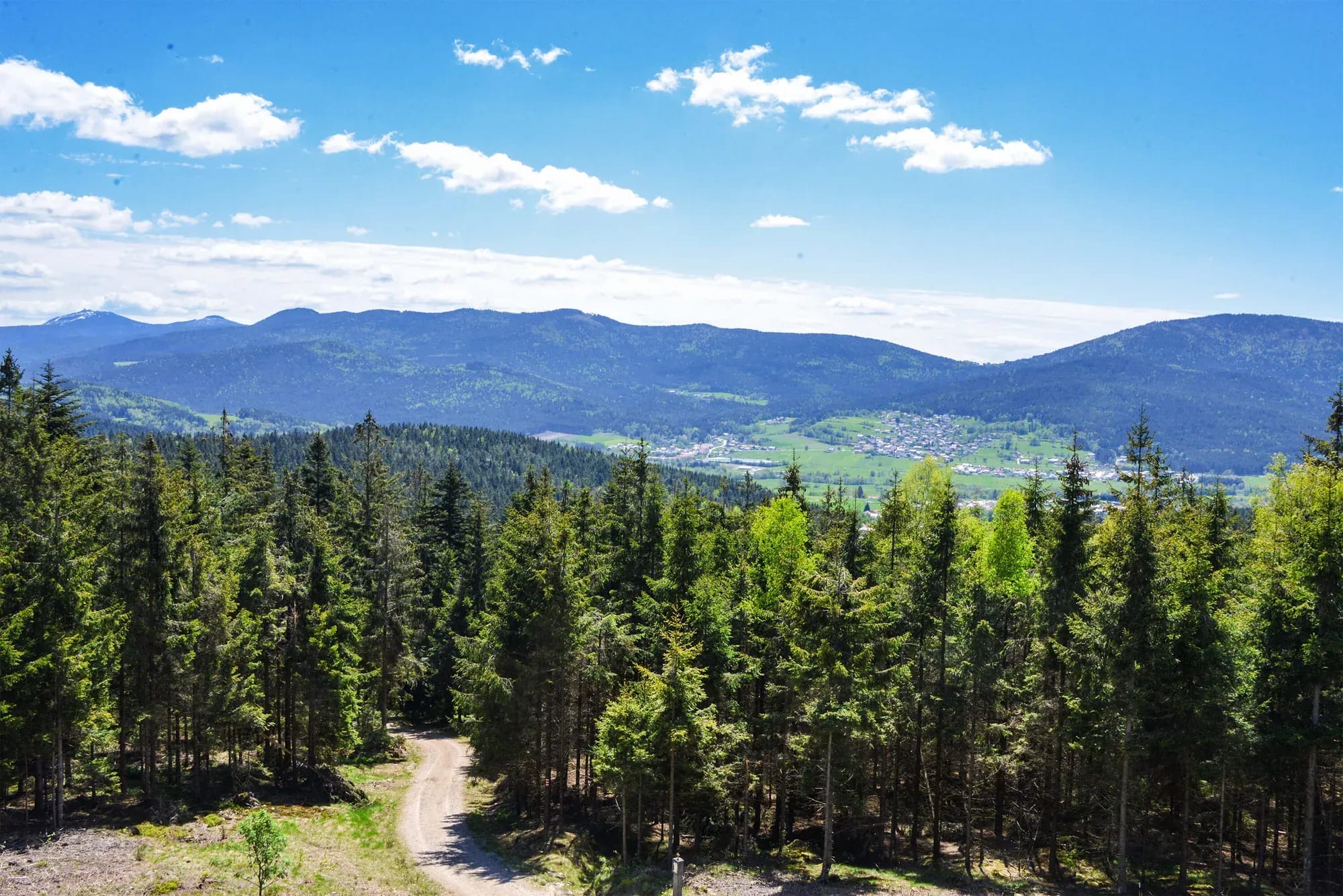 Panoramablick über den Bayerischen Wald vom Kolmsteiner Hof auf 750 Metern Höhe